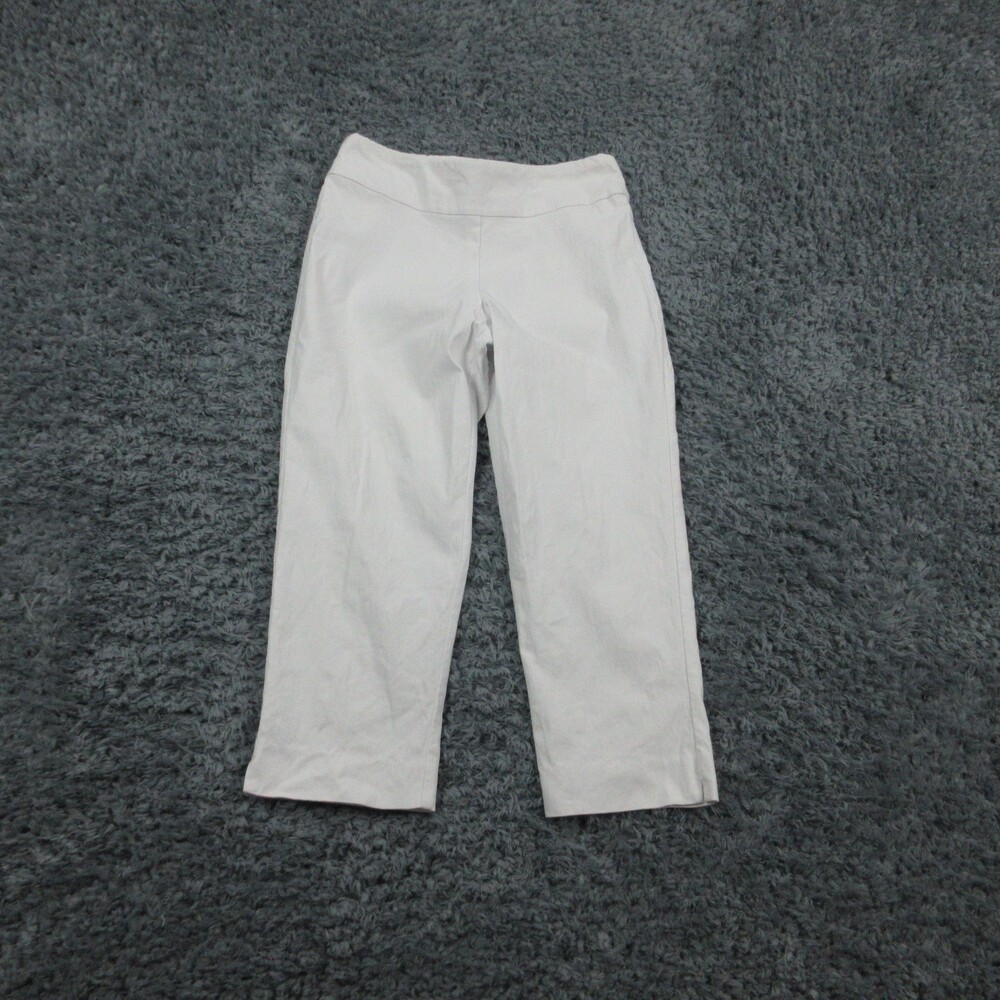 Krazy Larry Pants Womens 4 White Stretch Pull On Cropped Straight Leg 27x20.5*